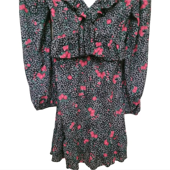 NWT TOPSHOP Double - V Long Sleeve Jersey Minidress in Multi Size 4 - Picture 2 of 10